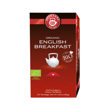 Teekanne Bio English Breakfast, Schwarztee, 20 Teebeutel im Kuvert, 2. Entnahmefach/displaytauglich